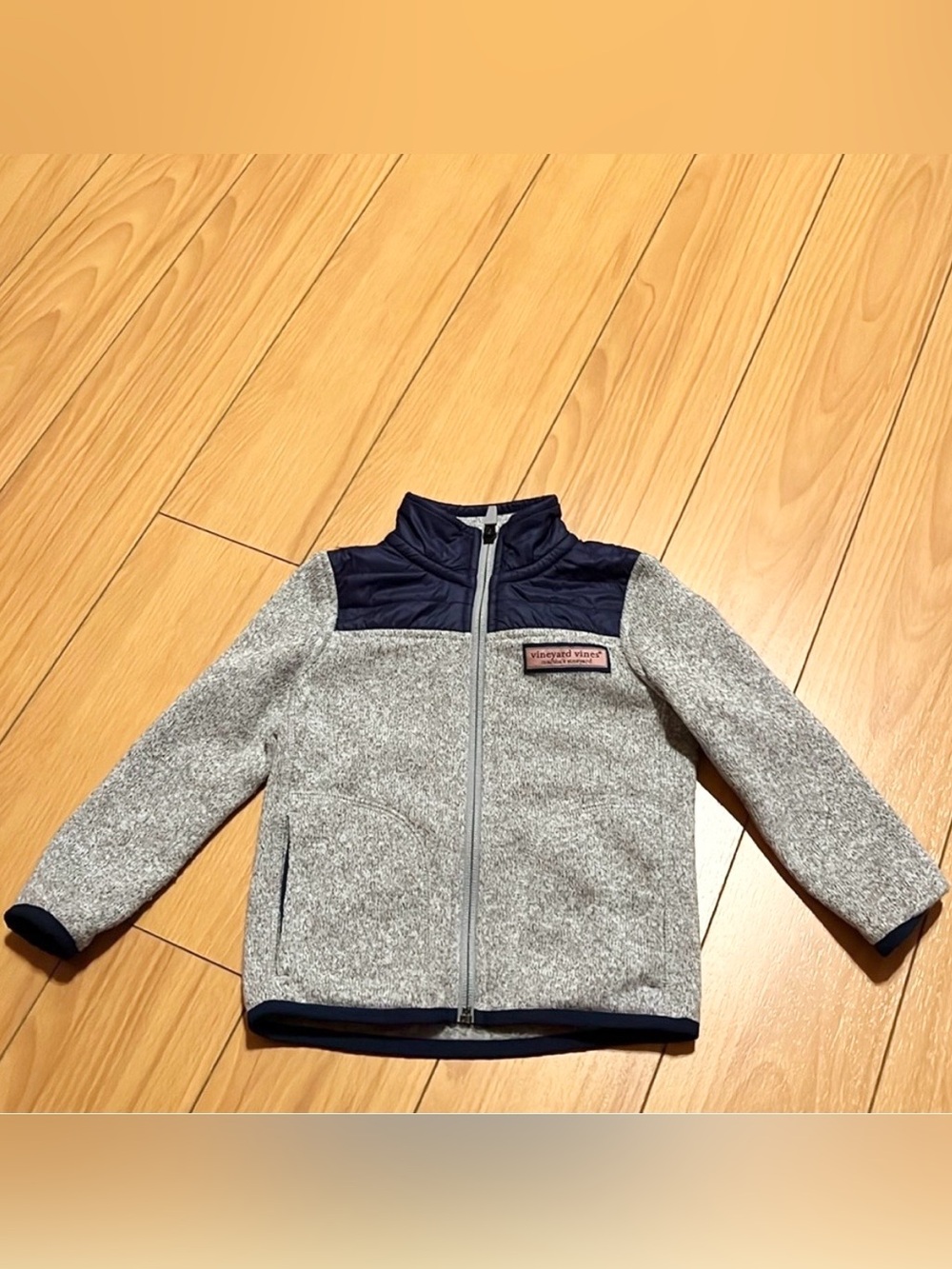 Vineyard Vines Kids Heather Gray Jacket with Navy Yoke